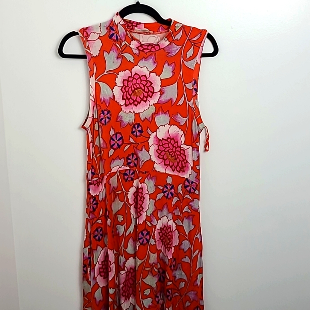 Anthropologie Bright Orange Maeve Floral Dress